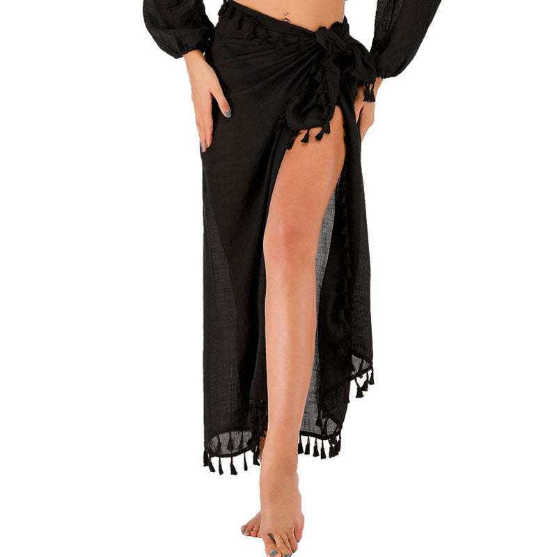 Bohemian Fringe Trim Brazilian Tie Up Beach Cover Up