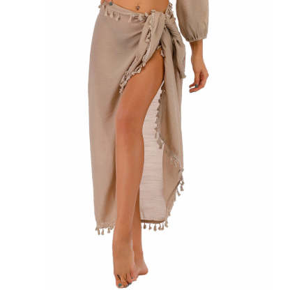Bohemian Fringe Trim Brazilian Tie Up Beach Cover Up