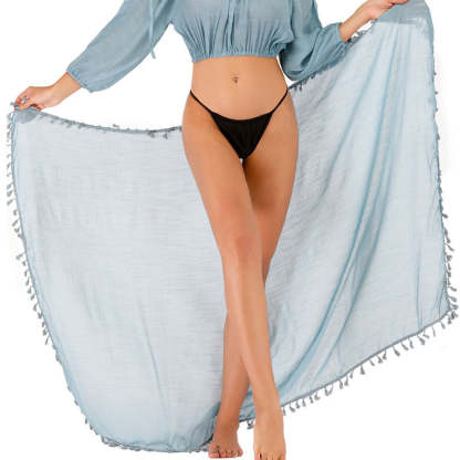 Bohemian Fringe Trim Brazilian Tie Up Beach Cover Up