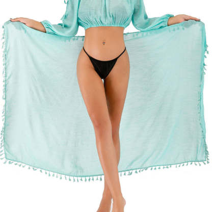 Bohemian Fringe Trim Brazilian Tie Up Beach Cover Up