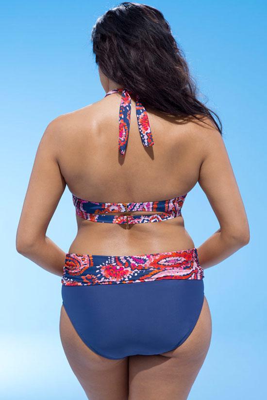 Plus Size Floral Printed High Waist Bikini Swimsuit - Two Piece Set-yoyobikini