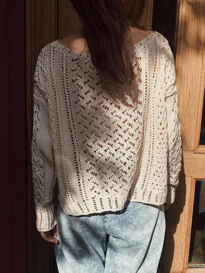 Solid Color Hollow Loose Knit Sweater