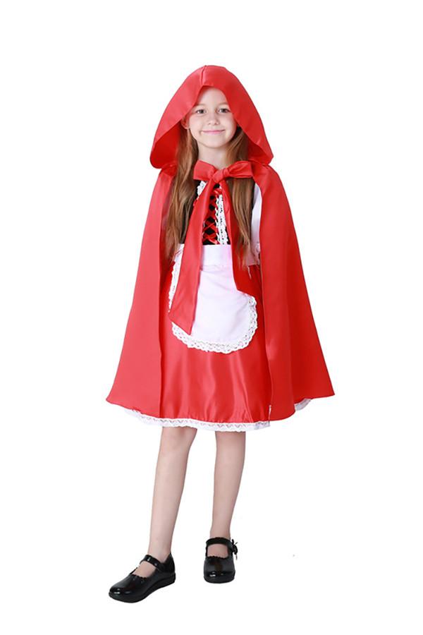 Fancy Dress Halloween Little Red Riding Hood Costume For Girls Red-yoyobikini