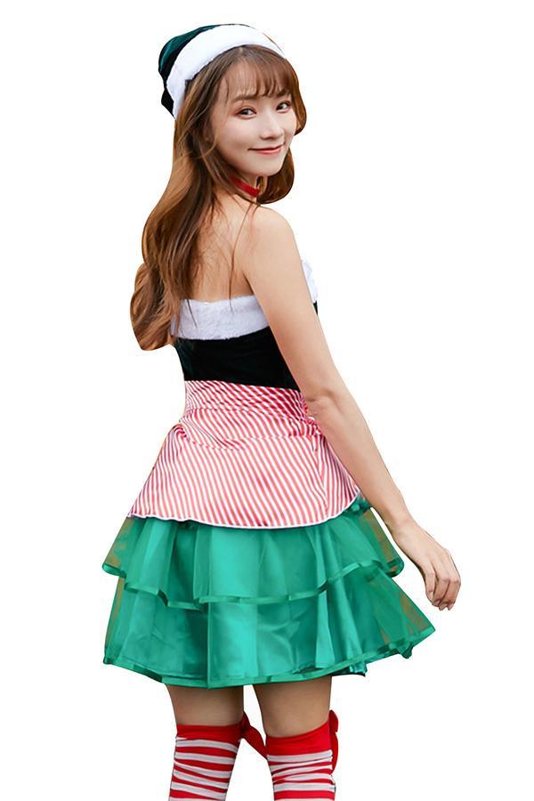 Off-Shoulder Christmas Santas Helper Costume-yoyobikini