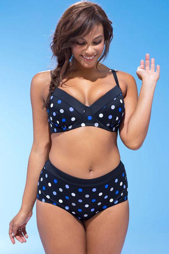 Plus Size Polka Dots Push Up Bikini Swimsuit - Two Piece Set-yoyobikini