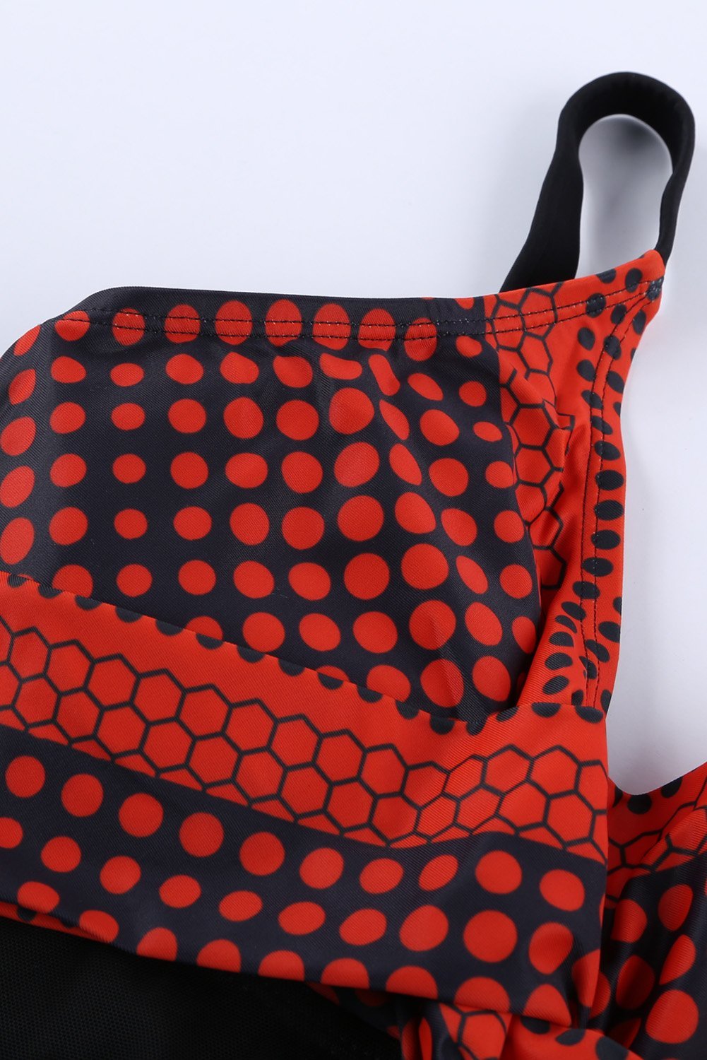 Orange Retro Polka Dot Print Handkerchief Hem Tankini Set-yoyobikini