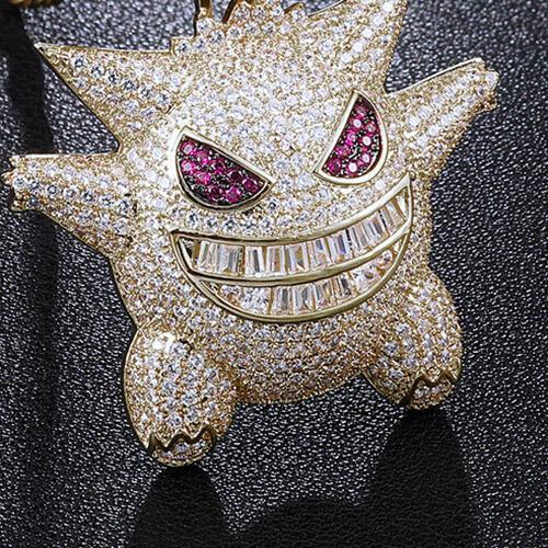Halloween Gengar Iced Out Pendant Necklace-yoyobikini