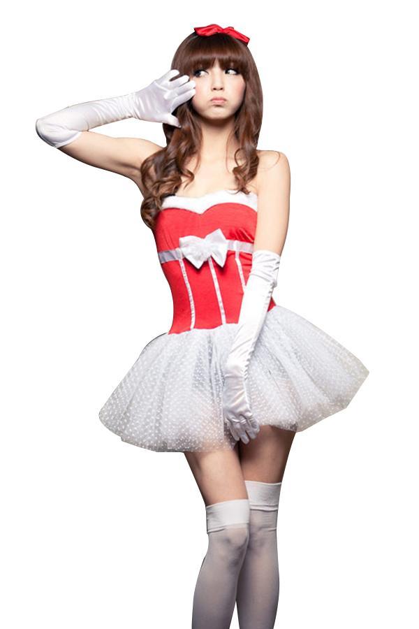 Women Sexy Corset Dress Cute Christmas Santa Costume Red-yoyobikini