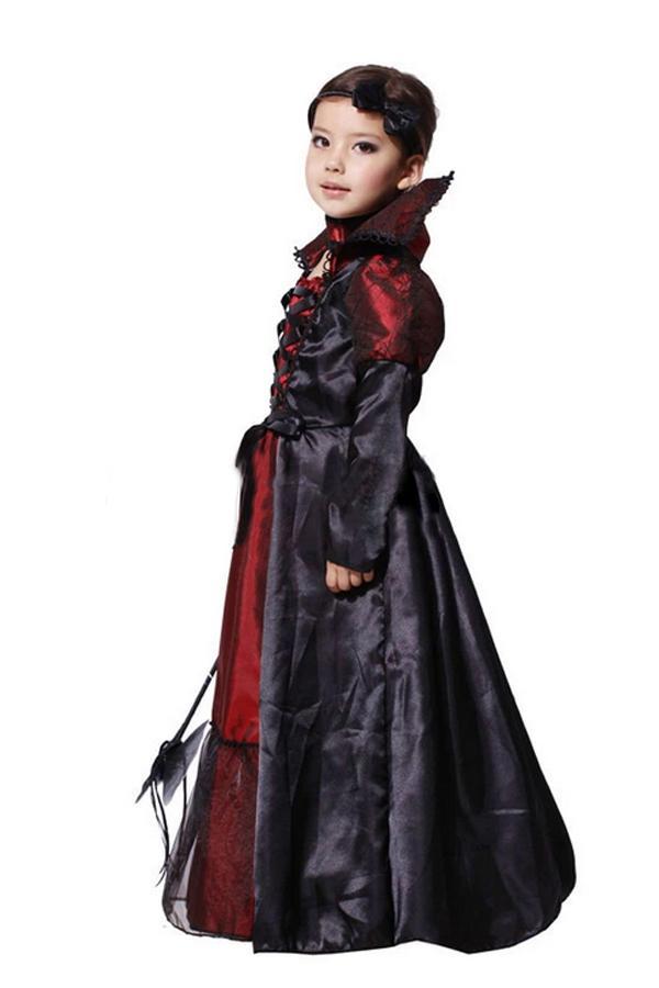 Black Lovely Girl Kids Evil Queen Halloween Party Costume-yoyobikini