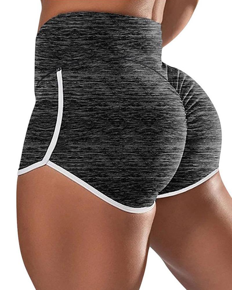 Contrast Trim Yoga Shorts-yoyobikini