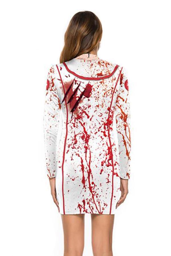 Creepy Bloody Internal Organs Print Halloween Costume White-yoyobikini
