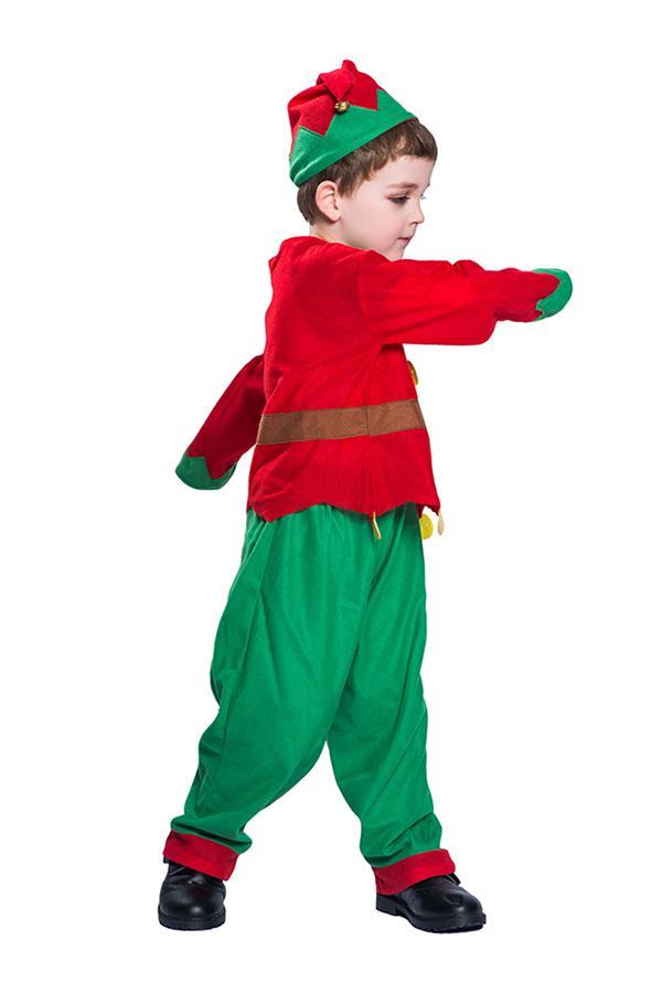 Cute Kids Boys Christmas Santa Helper Elf Costume Suit Red-yoyobikini