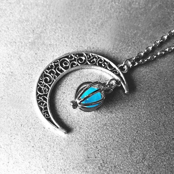 Halloween Crescent Moon Glow Bead Necklace-yoyobikini
