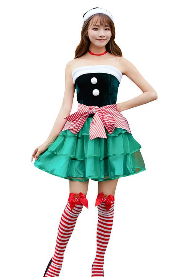 Off-Shoulder Christmas Santas Helper Costume-yoyobikini