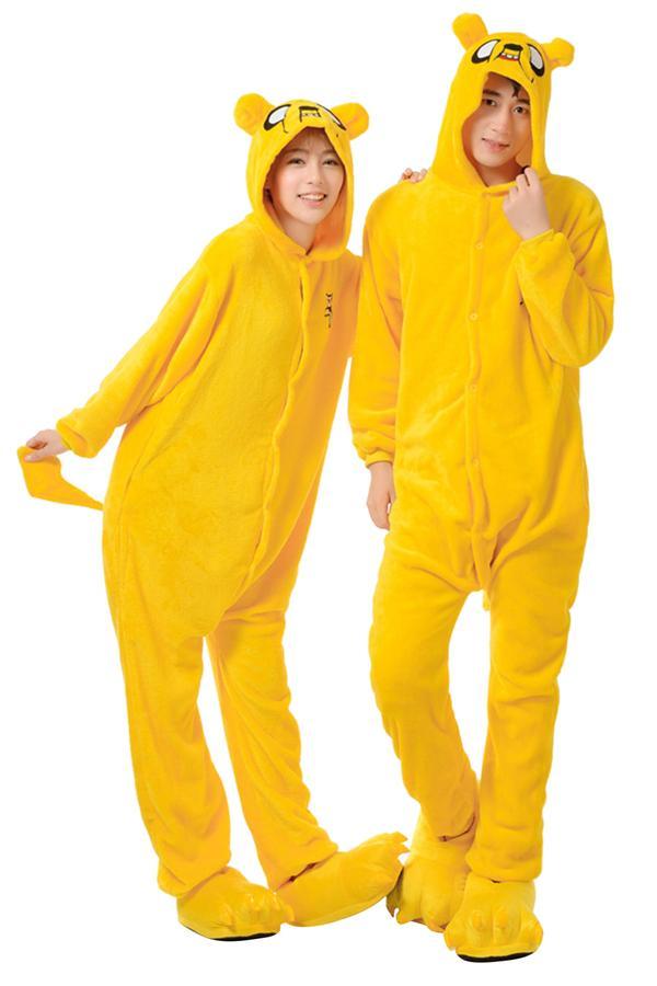 Cute Flannel Pajamas Halloween Jake Dog Jumpsuit Costume Yellow-yoyobikini