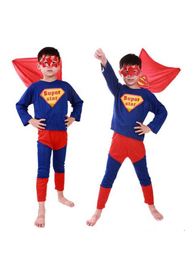 Cool Halloween Cosplay Superhero Superman Kids Costumes Blue-yoyobikini