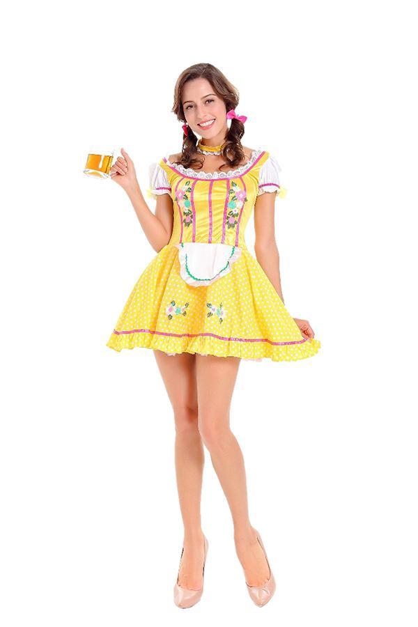 Sexy Oktoberfest Beer Girl Costume Yellow-yoyobikini