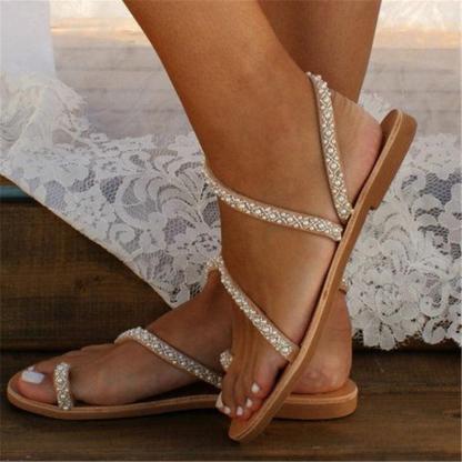 Boho Crystal Flat Sandals