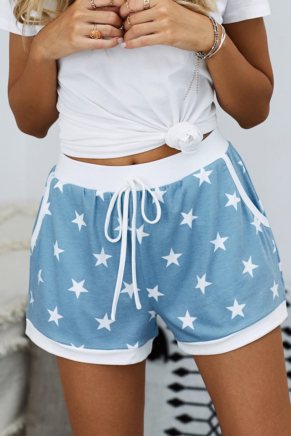 Star Print Summer Leisure Shorts-yoyobikini