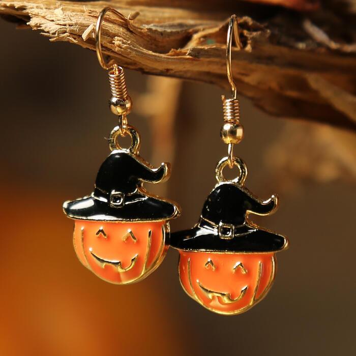 Halloween Pumpkin Face Pendant Earrings-yoyobikini