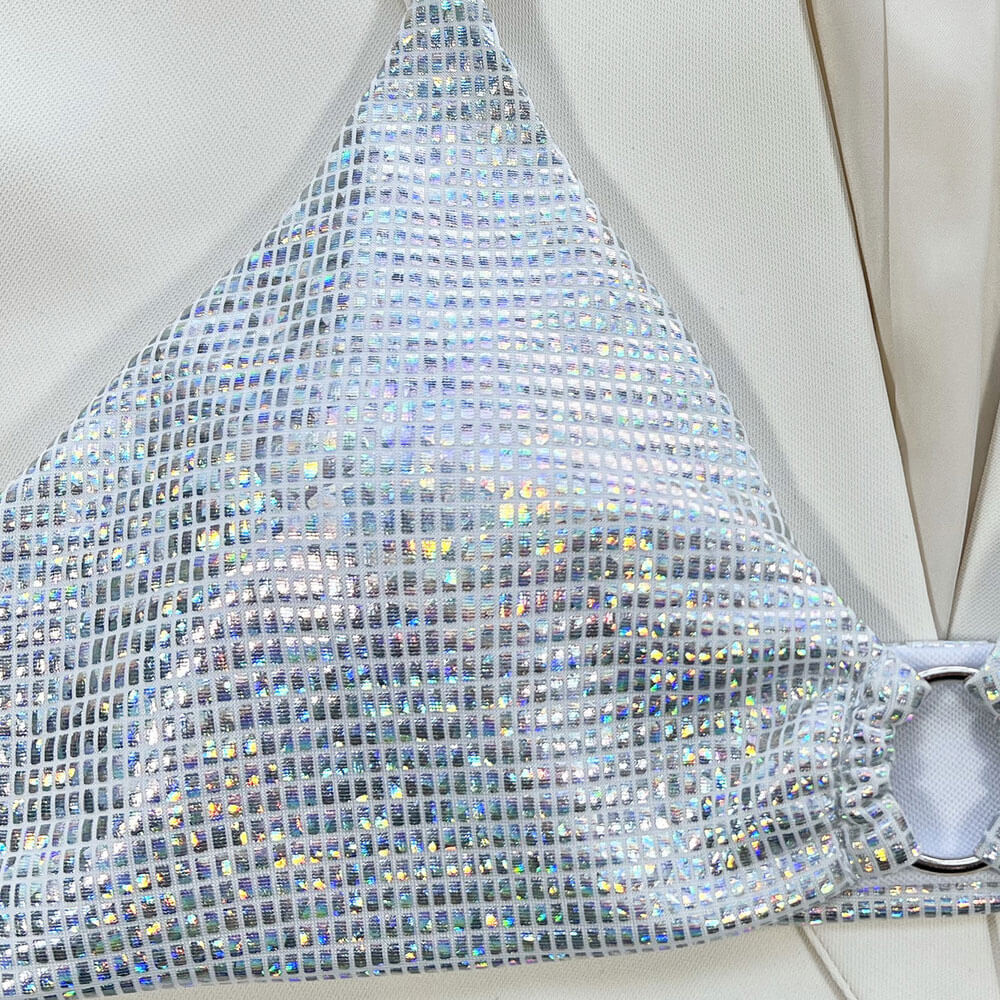 Sparkly Grid O Ring String Bralette Brazilian Two Piece Bikini Swimsuit-yoyobikini