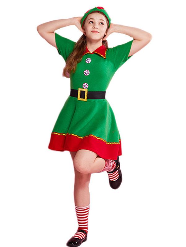 Girls Christmas Elf Costume-Pinkami
