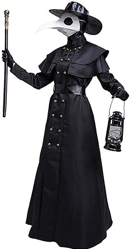 Adult Plague Doctor Costume for Halloween Men and Women-Pinkami