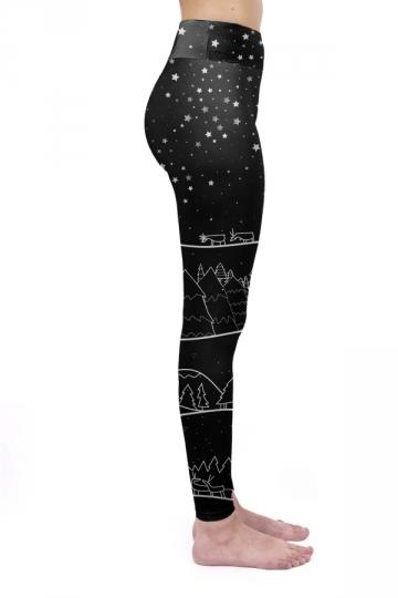 Star Christmas Tree Leggings Black-Pinkami