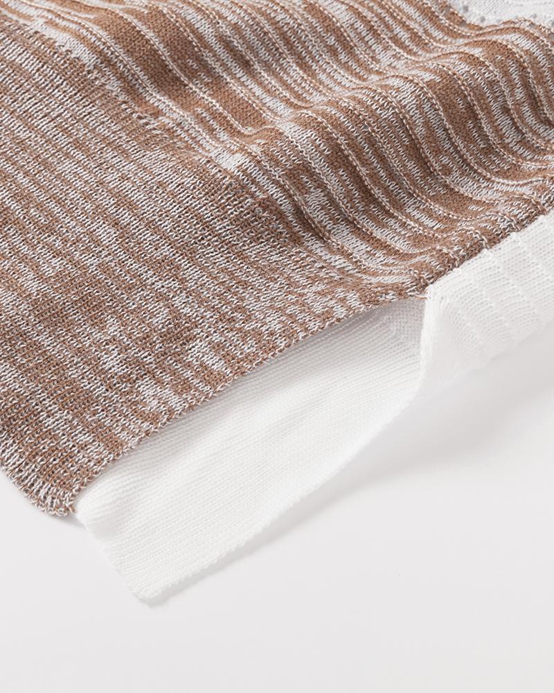 Colorblock Hollow Out Drawstring Hooded Sweater-Pinkami