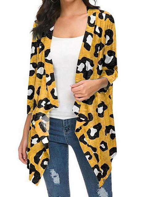3/4 Sleeve Leopard Print Cardigan-Pinkami