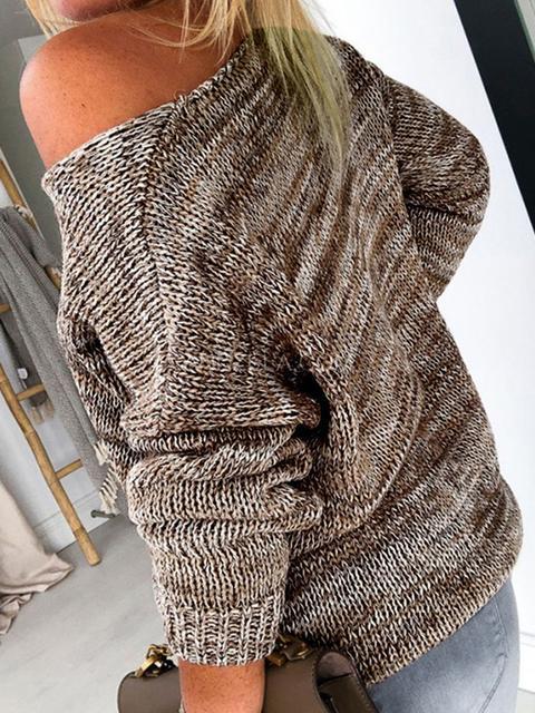Casual Loose Deep V-neck Sweater-Pinkami