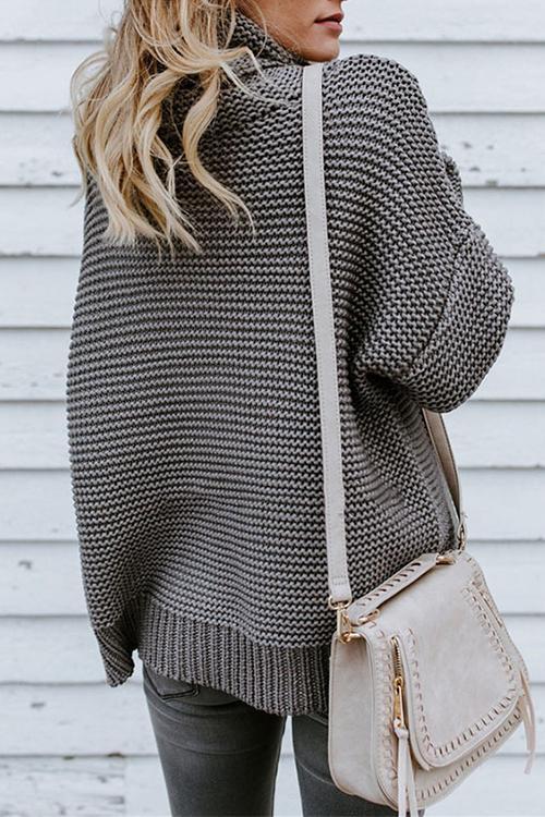 Solid Color Commuter Turtleneck Sweater Female-Pinkami