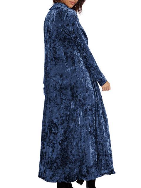 Solid Color Velvet Long Sleeved Long Cardigan-Pinkami