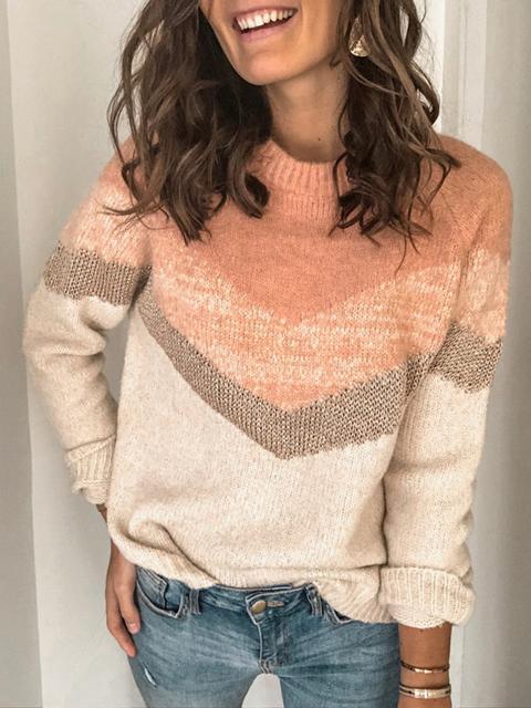 Color Block Print Sweater-Pinkami