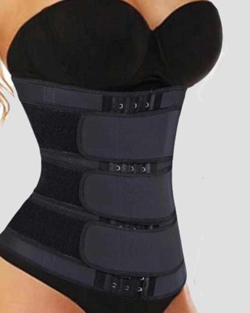 Triple Velcro Closures Trimmer Belt Waist Body Shaper Wrap Trainer-Pinkami