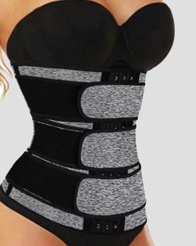 Triple Velcro Closures Trimmer Belt Waist Body Shaper Wrap Trainer-Pinkami