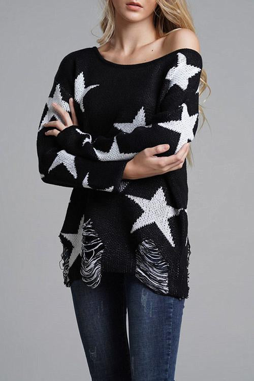 Stars Open Comfort Sweater-Pinkami