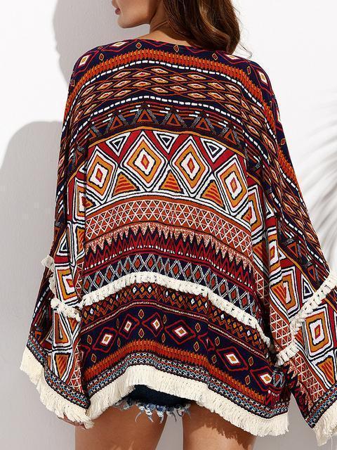 Bohemian Vintage Print Short Cardigan-Pinkami