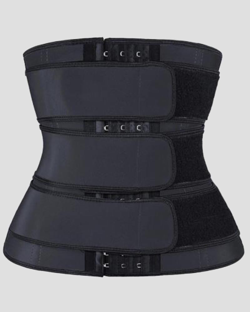 Triple Velcro Closures Trimmer Belt Waist Body Shaper Wrap Trainer-Pinkami