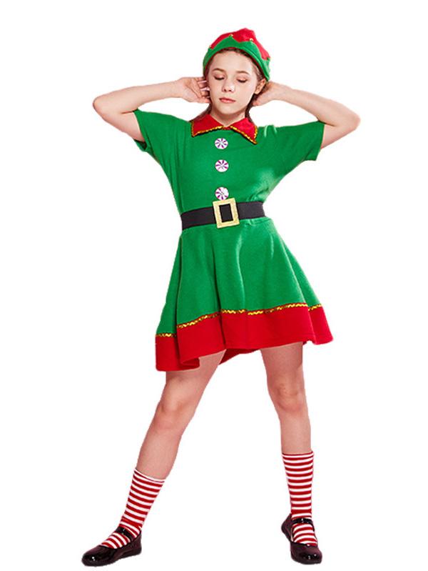 Girls Christmas Elf Costume-Pinkami