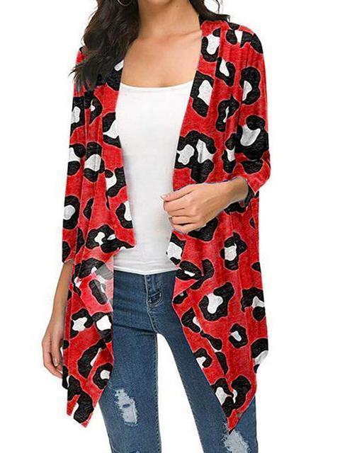 3/4 Sleeve Leopard Print Cardigan-Pinkami