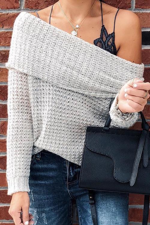 Unique Casual Openwork Sweater-Pinkami