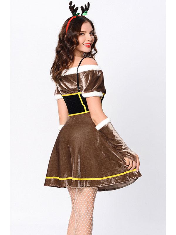 Reindeer Costume Womens Christmas Rudolph Dress-Pinkami