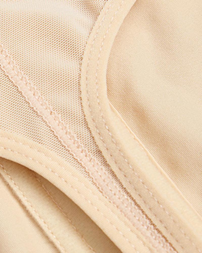 Zip Front Steel Boned Cutout Back Corset-Pinkami