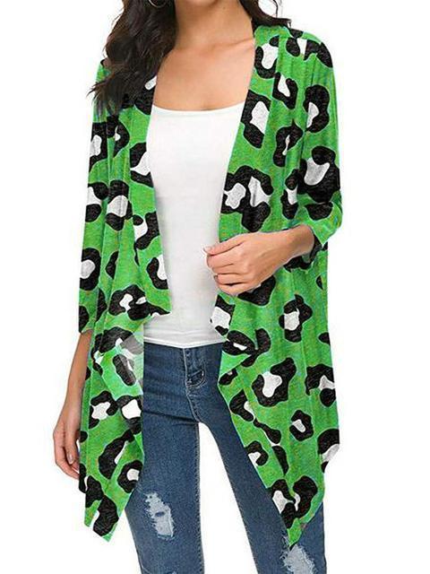 3/4 Sleeve Leopard Print Cardigan-Pinkami