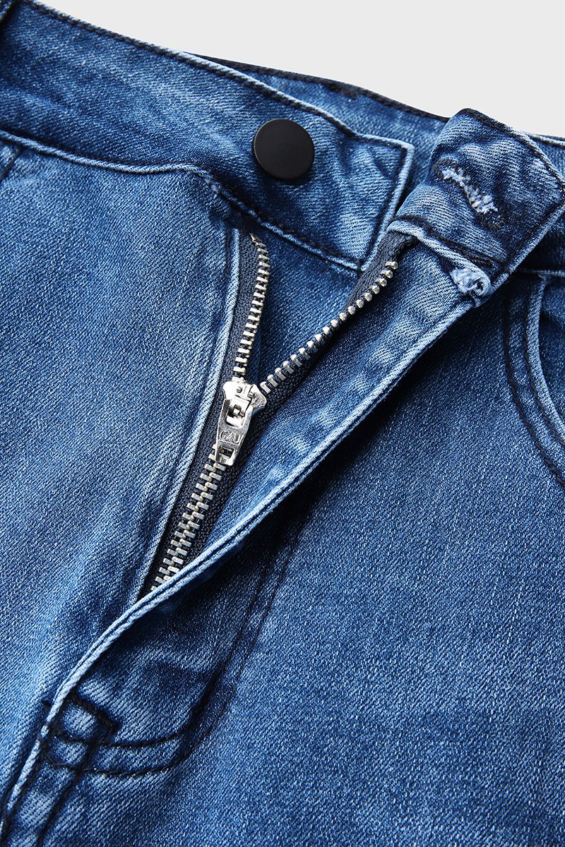 Split Hem Ripped Pocket Detail High Waist Flare Jeans-Pinkami