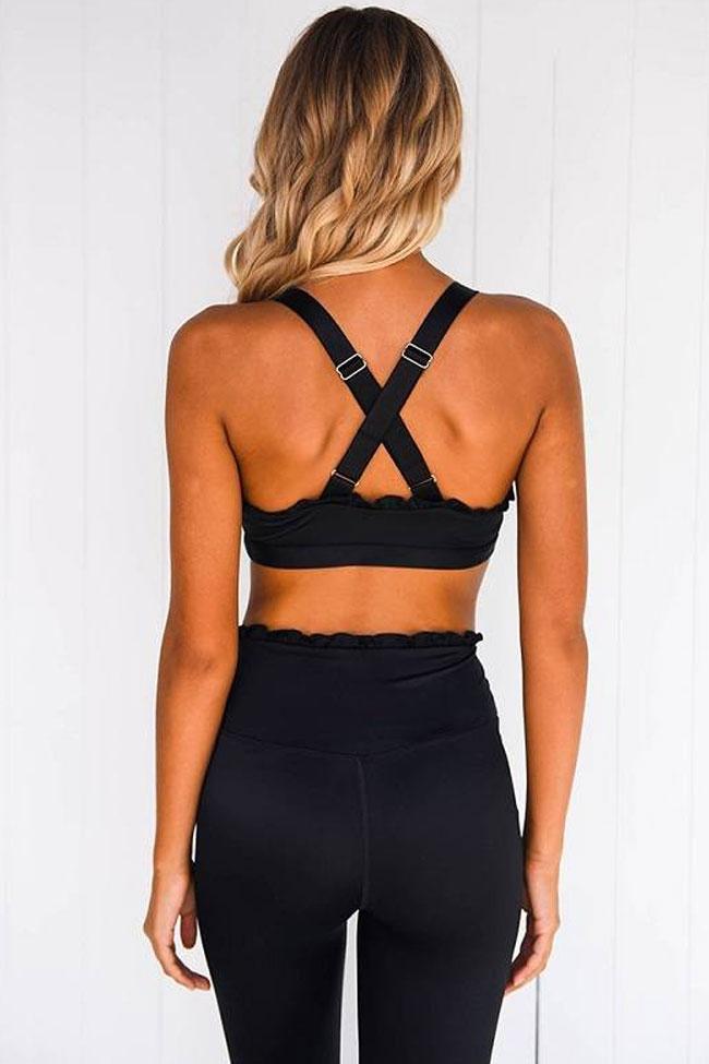 High Waist Ruffle Seamless Sports Set