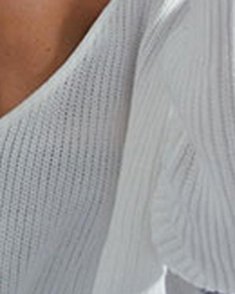 Chunky Knit Split Hem High Low Drop Shoulder Sweater-Pinkami