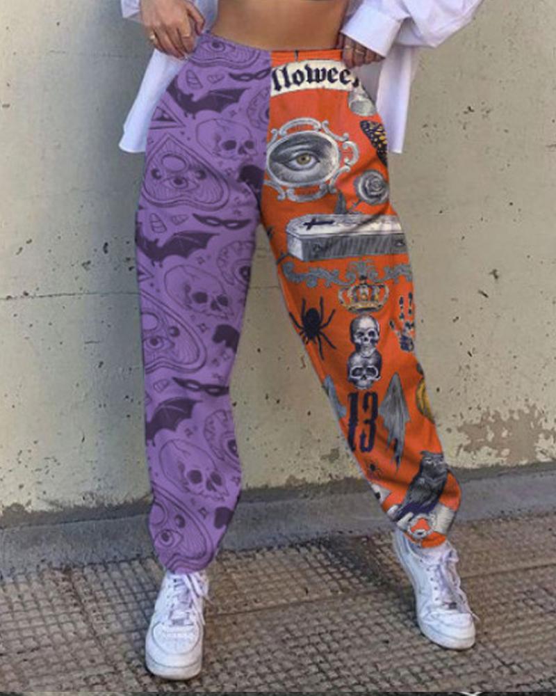 Color Block Slant Pocket Elastic Waist Joggers For Women-Pinkami