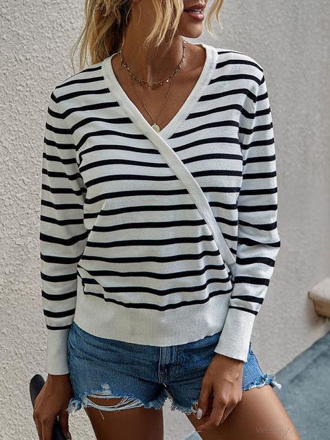 Casual Print Long Sleeve Pullover Sweater-Pinkami